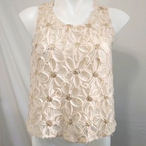 YA Cream floral sheer silk tank size Small